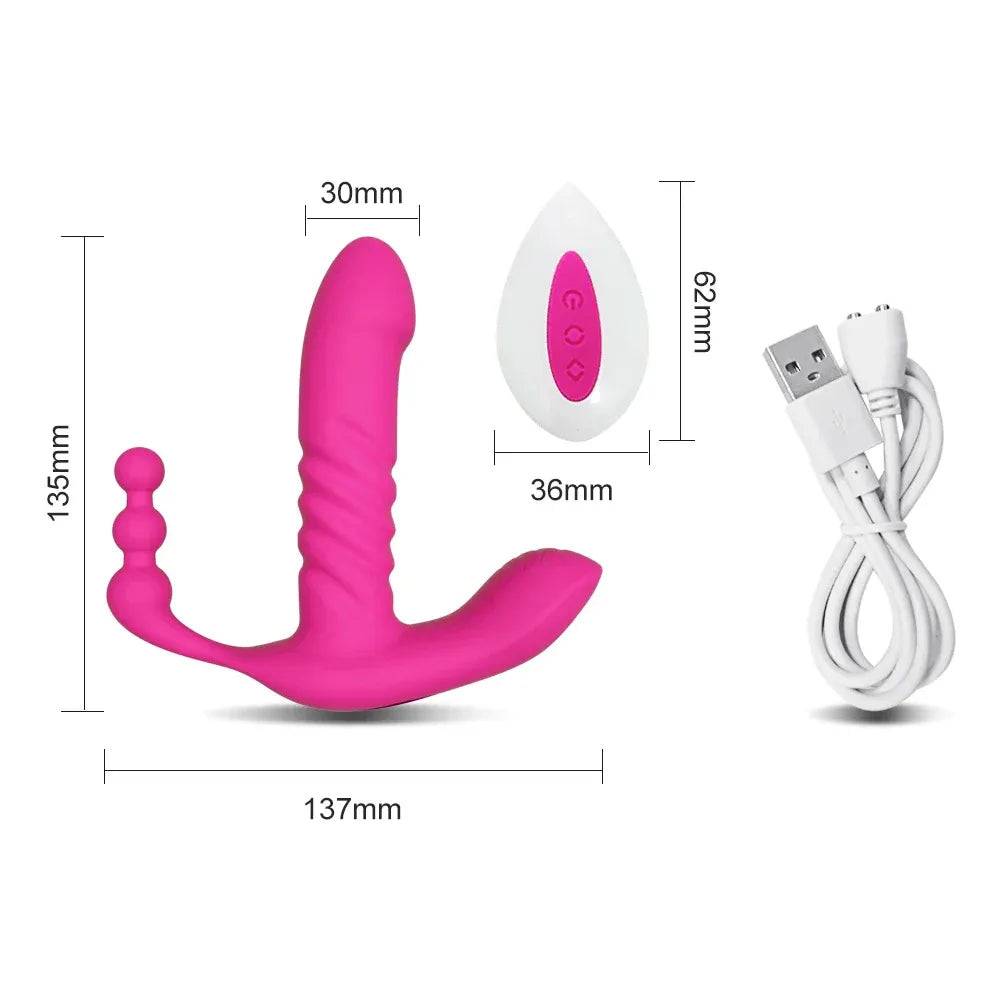 Wireless Thrusting Dildo for Women - Clitoral & Anal Stimulation-5