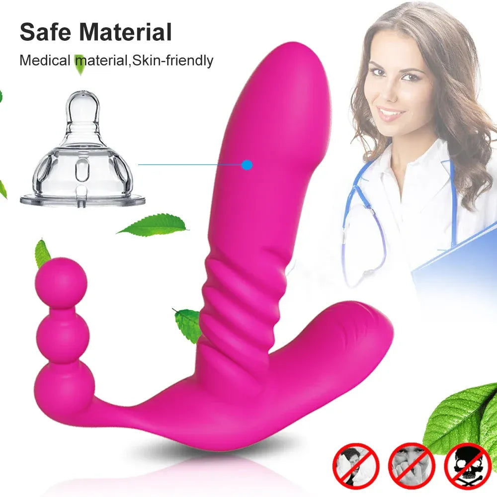 Wireless Thrusting Dildo for Women - Clitoral & Anal Stimulation-2