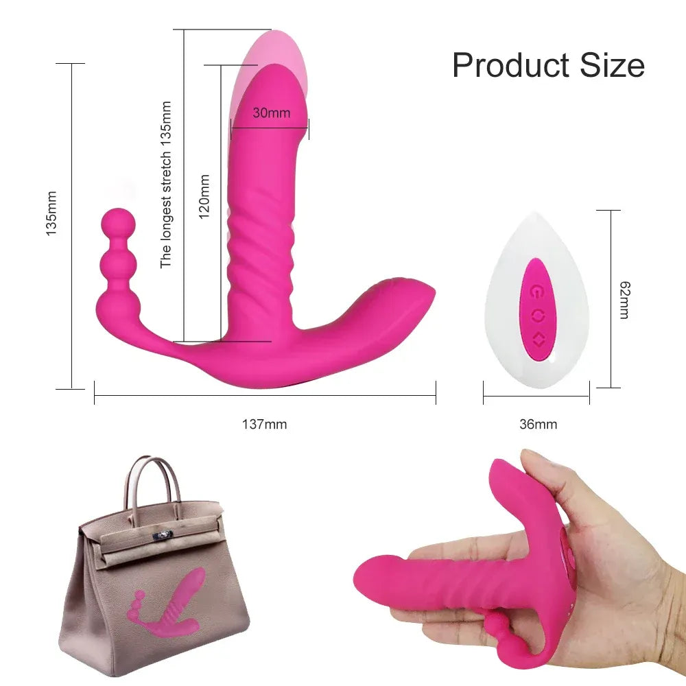 Wireless Thrusting Dildo for Women - Clitoral & Anal Stimulation-4