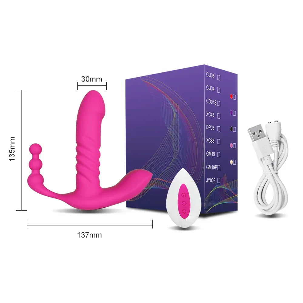 Wireless Thrusting Dildo for Women - Clitoral & Anal Stimulation-6